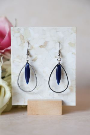 B.O Soline 7 Boucle d'oreille argentée et bleu nuit