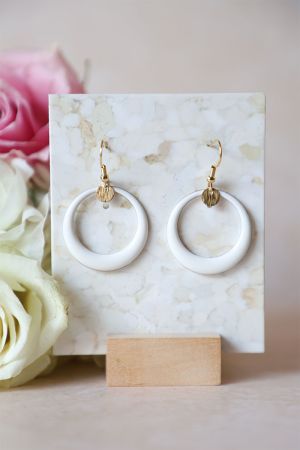 B.O Soline 8 Boucle d'oreille doré et blanche résine