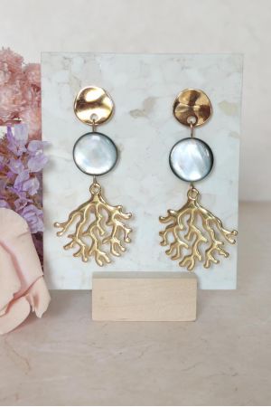 Boucles d'oreilles Emilie .O Fantaisie chic Emilie Nacre grise
